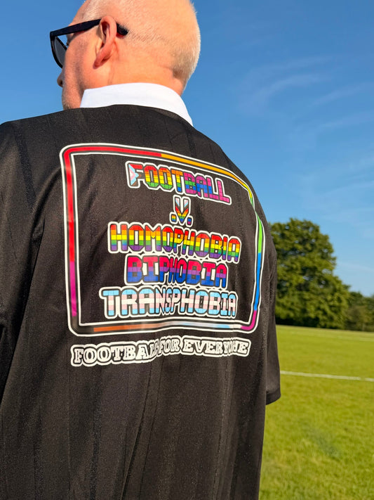 Football v Homophobia, Biphobia, Transphobia Boxy Soccer Jersey (Black Edition)