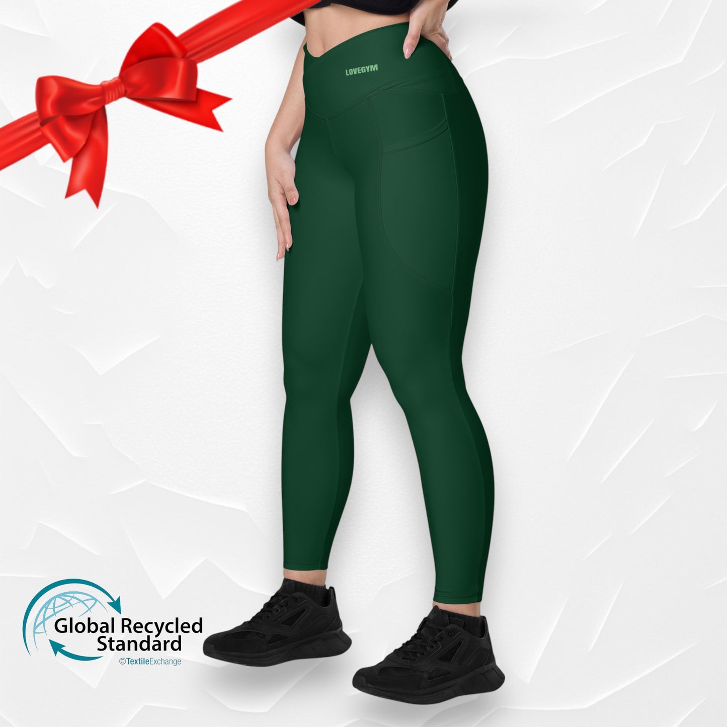 LOVEGYM Crossover Leggings — Forest Green Edition