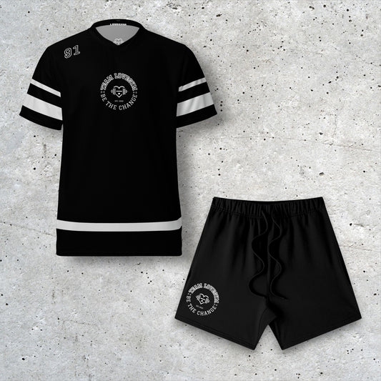 TEAM LOVEGYM Black Sports Jersey & Shorts Set