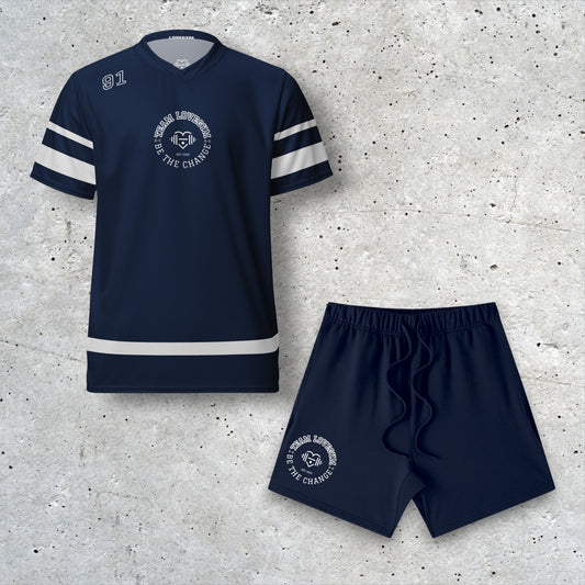 TEAM LOVEGYM Navy Sports Jersey & Shorts Set