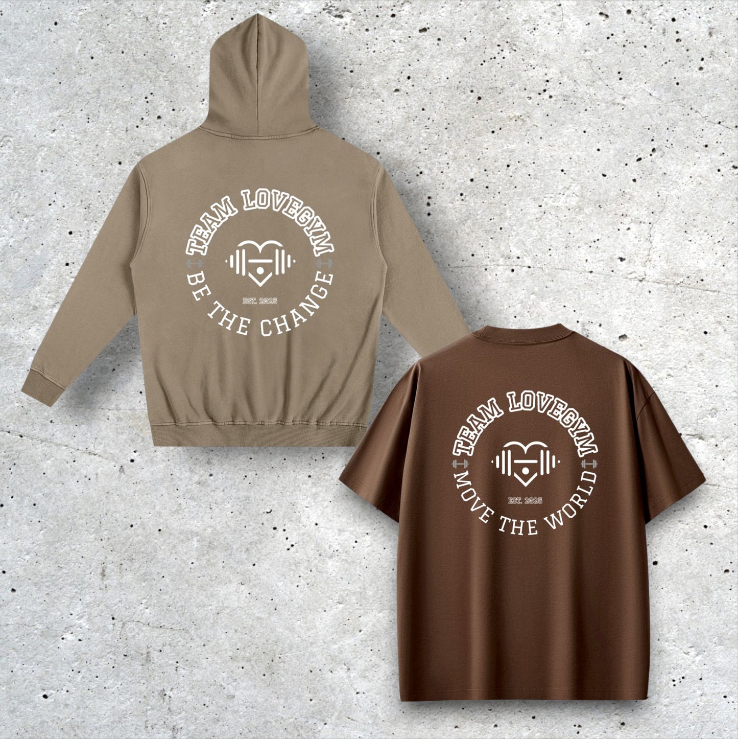 TEAM LOVEGYM Hoodie (Grey Coffee) & Sorona® T-Shirt Set