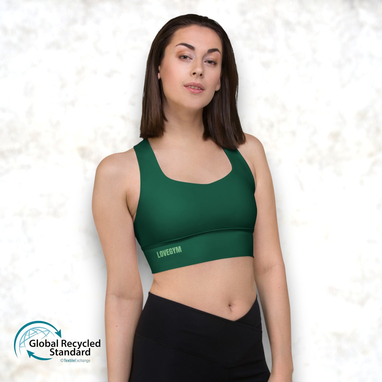 💥 NEW 💥 LOVEGYM Longline Recycled Sports Bra — Forest Green Edition