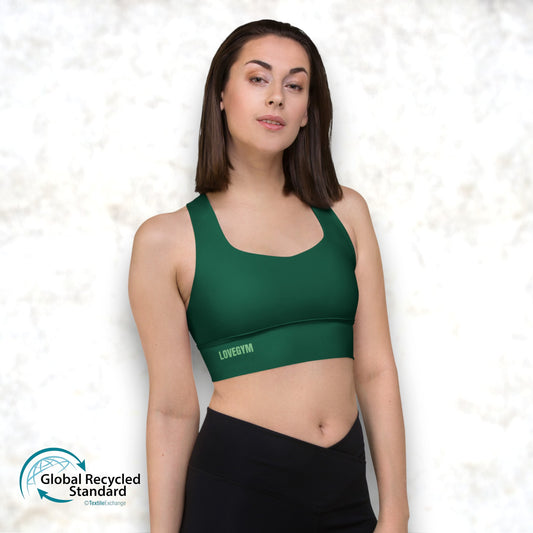 💥 NEW 💥 LOVEGYM Longline Recycled Sports Bra — Forest Green Edition