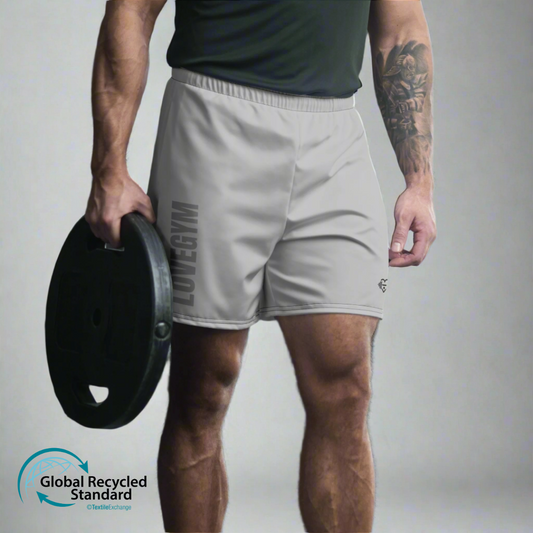 LOVEGYM Recycled Unisex Athletic Shorts in Light Grey - Regular Length