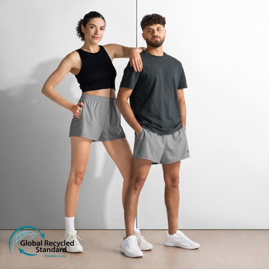 LOVEGYM Recycled Unisex Athletic Shorts in Grey– Shorter Length