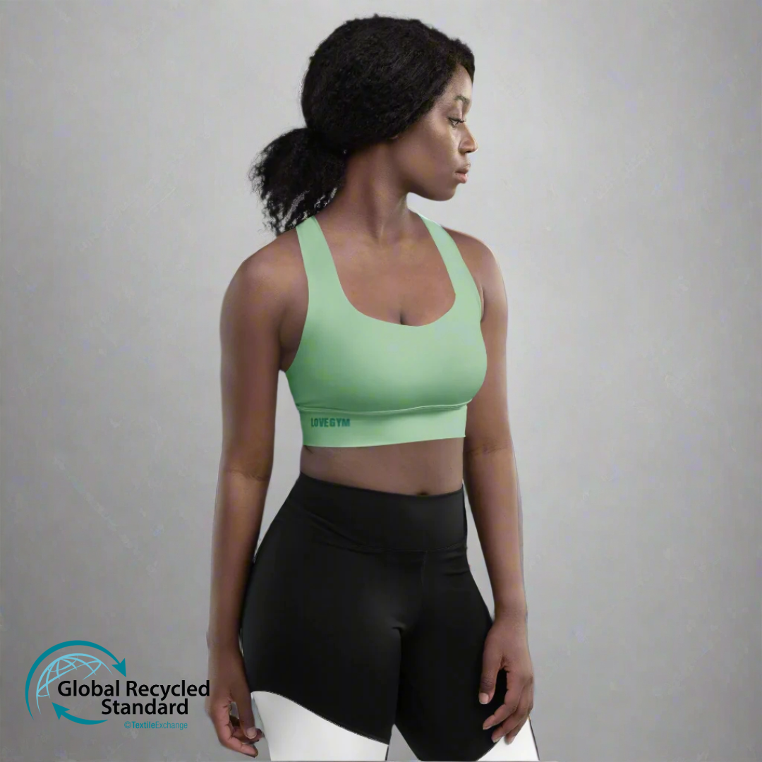 LOVEGYM Recycled Longline Sports Bra in Green
