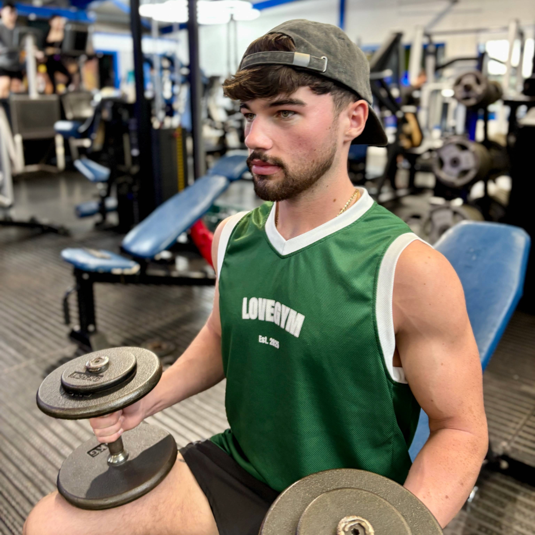 LOVEGYM Recycled Unisex Basketball Jersey in Green