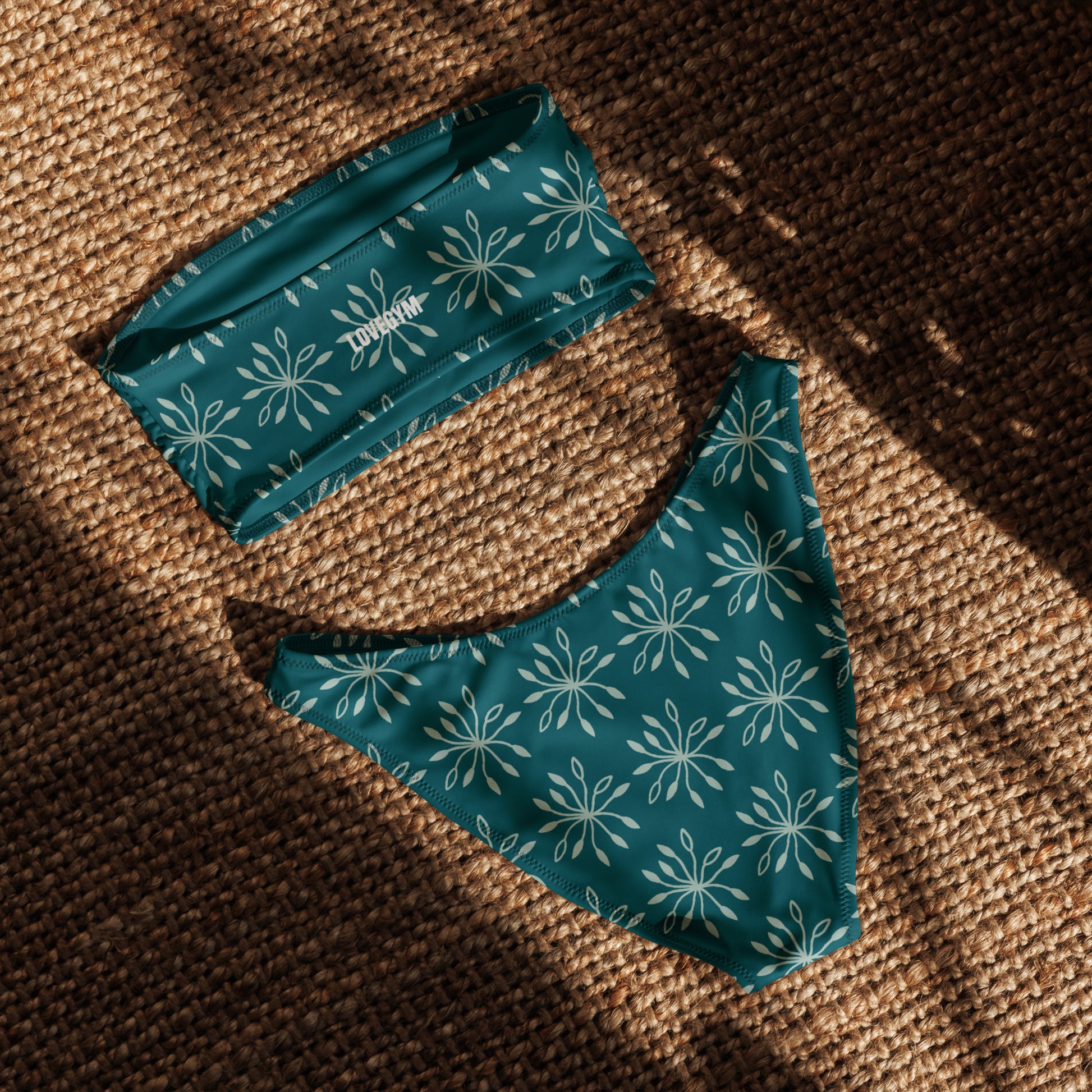 LOVEGYM Recycled Bandeau Bikini in Sherpa Blue Pattern