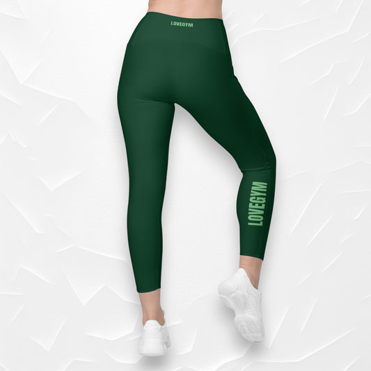 LOVEGYM Crossover Leggings — Forest Green Edition