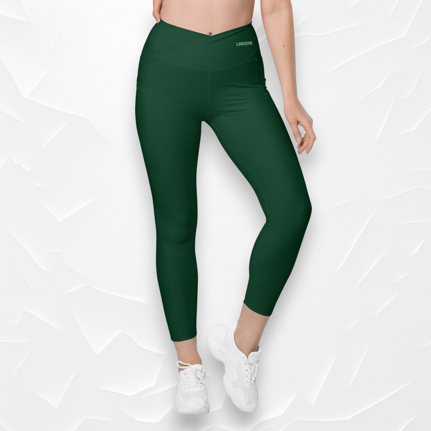 LOVEGYM Crossover Leggings — Forest Green Edition