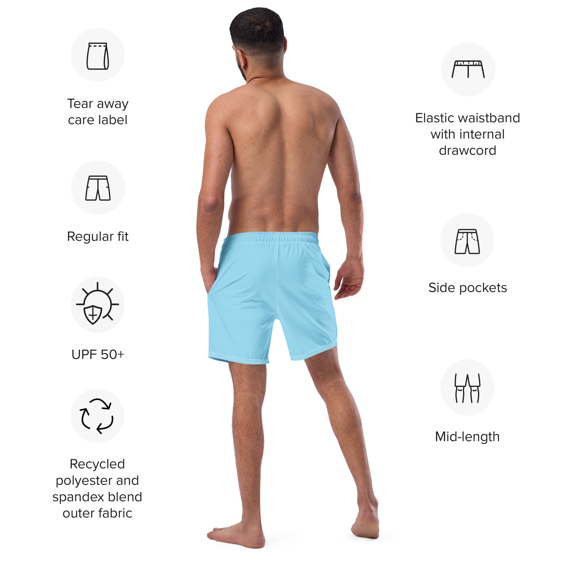 LOVEGYM Recycled Swim Shorts in Light Blue