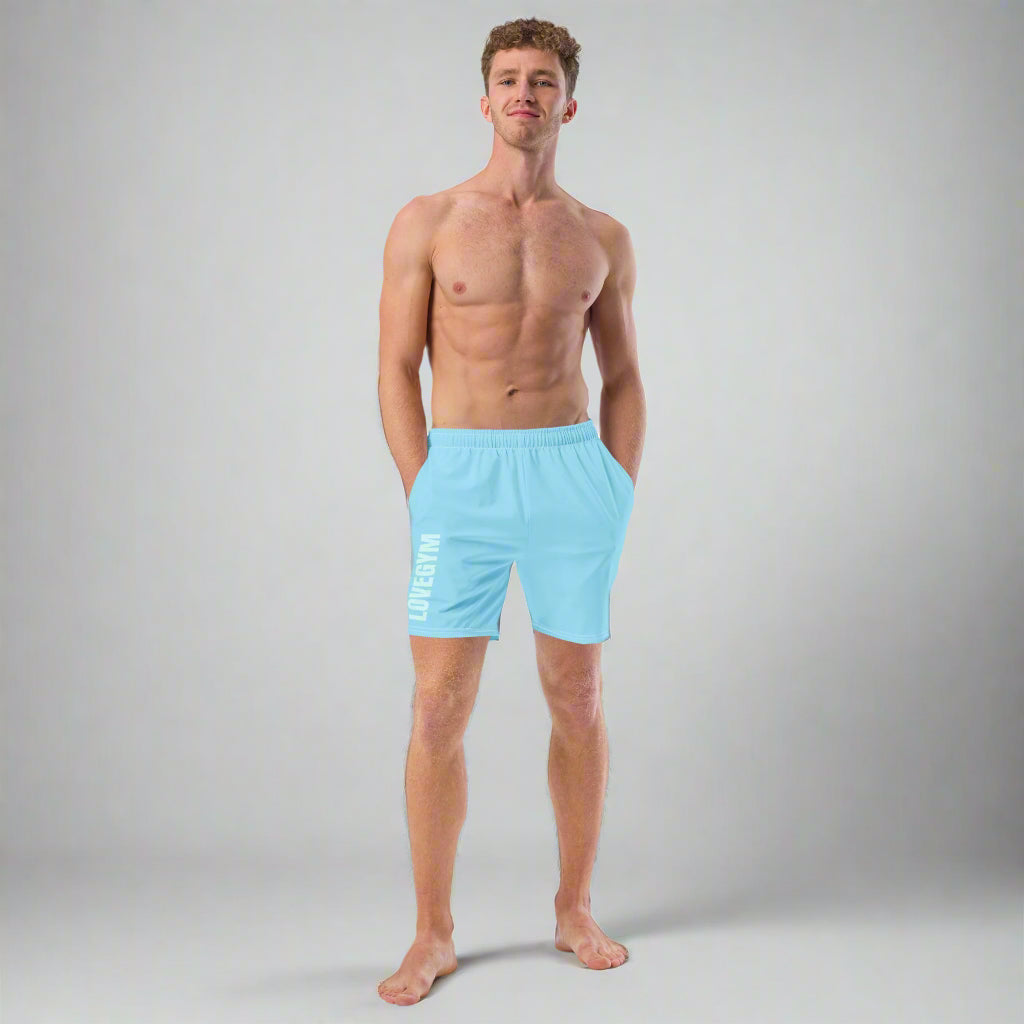 LOVEGYM Recycled Swim Shorts in Light Blue