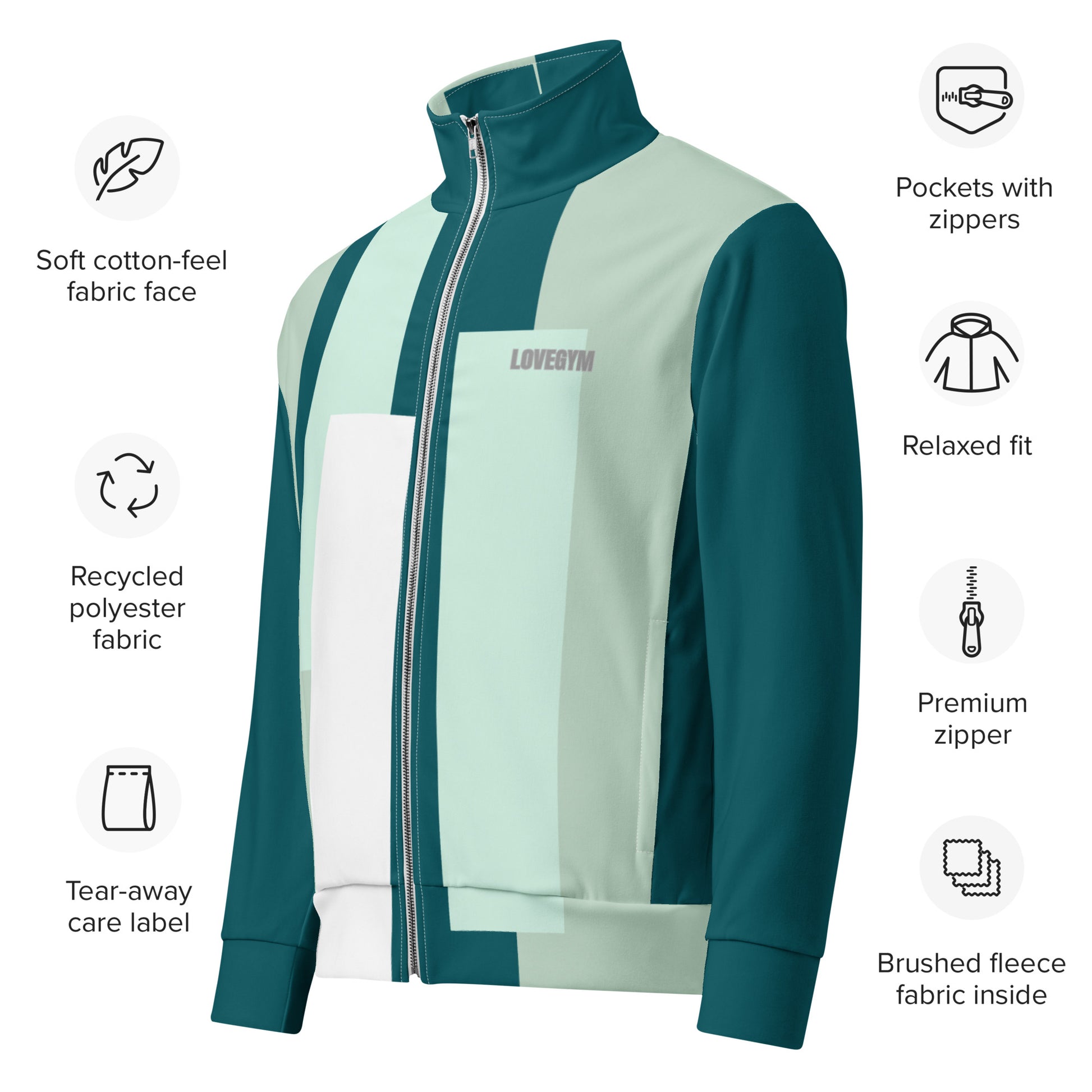 Green LOVEGYM Unisex track jacket