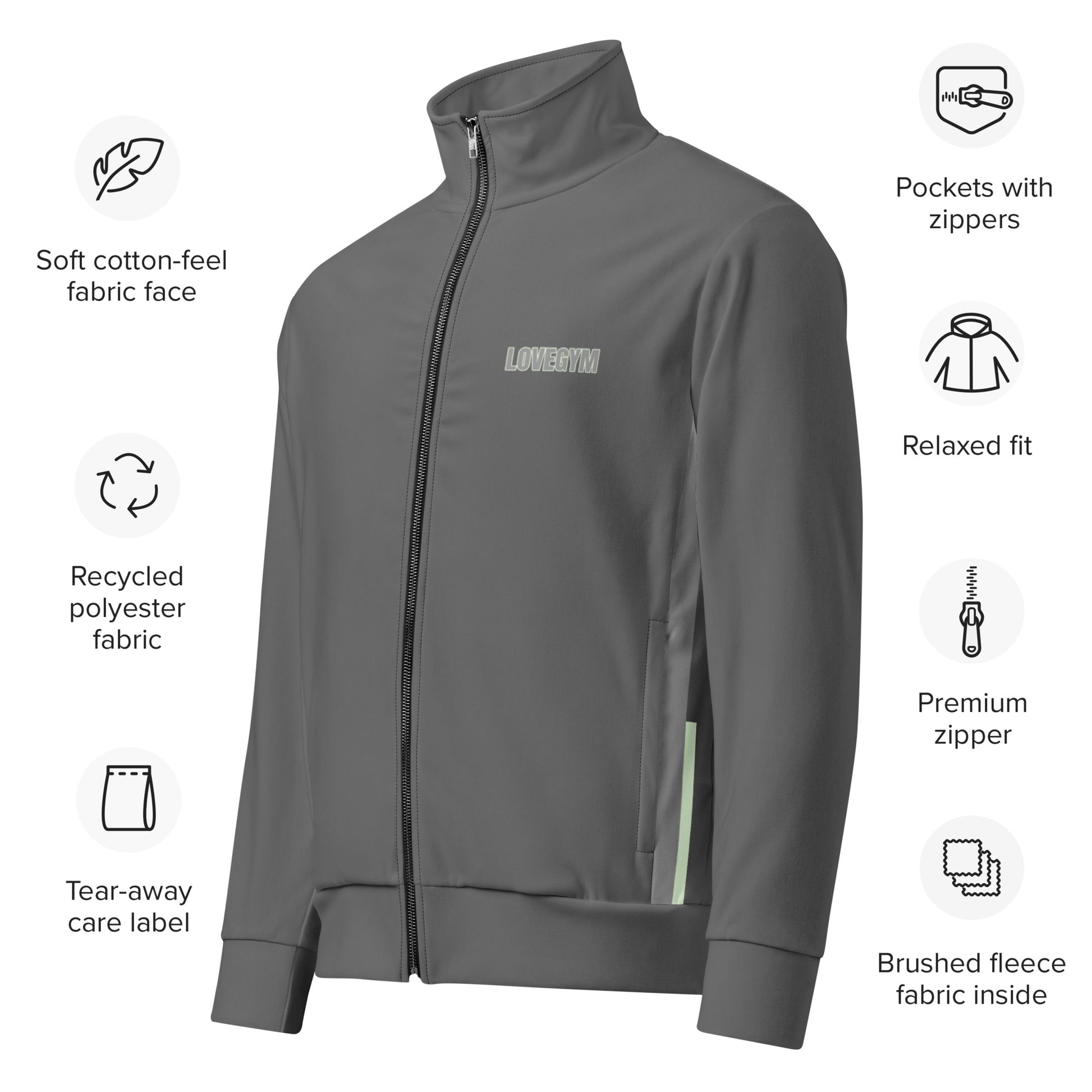 LOVEGYM Unisex Track Jacket in Grey