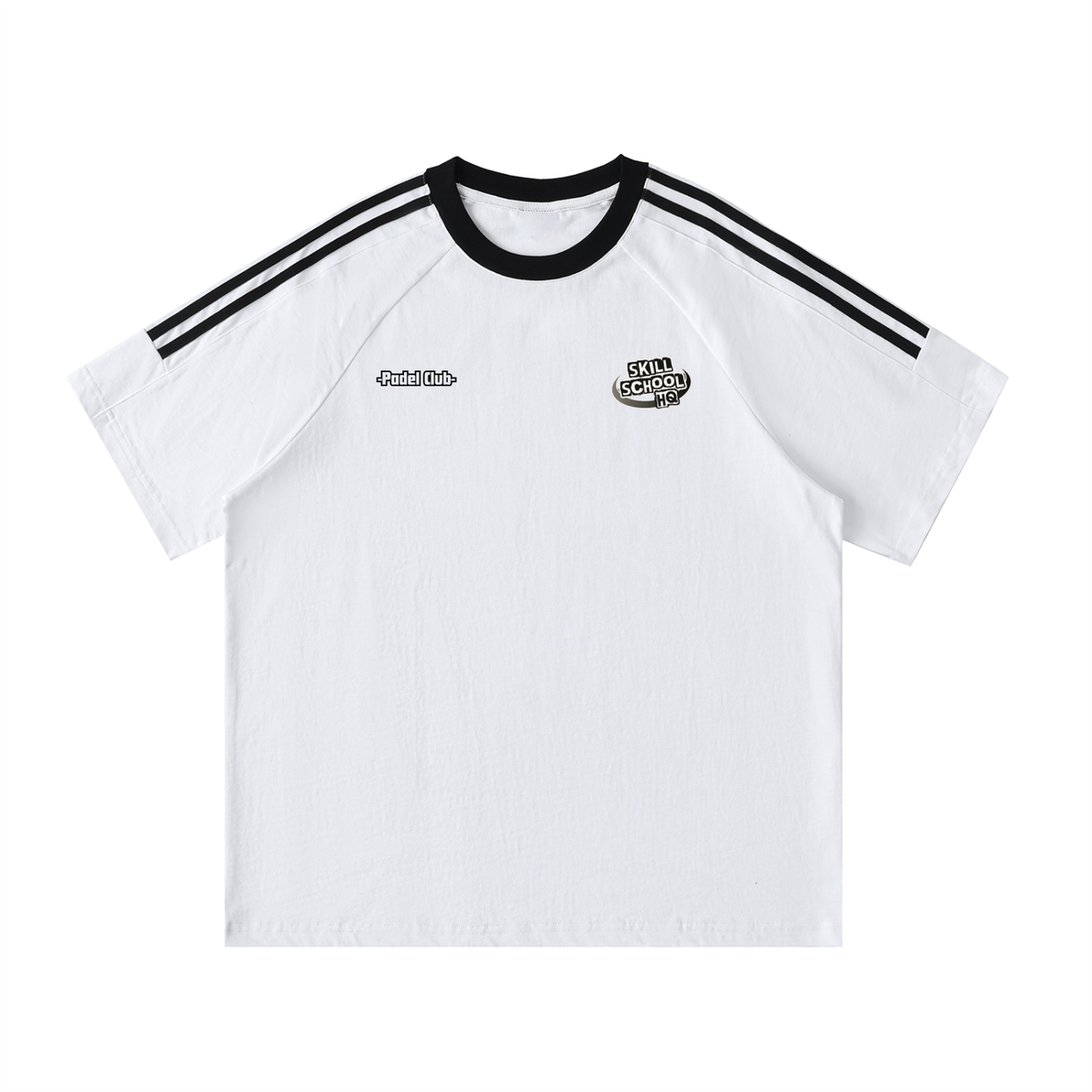 Skill School HQ Padel Club Contrast Tape Crewneck Tee - White