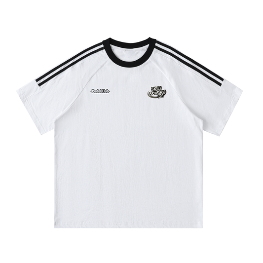 Skill School HQ Padel Club Contrast Tape Crewneck Tee - White