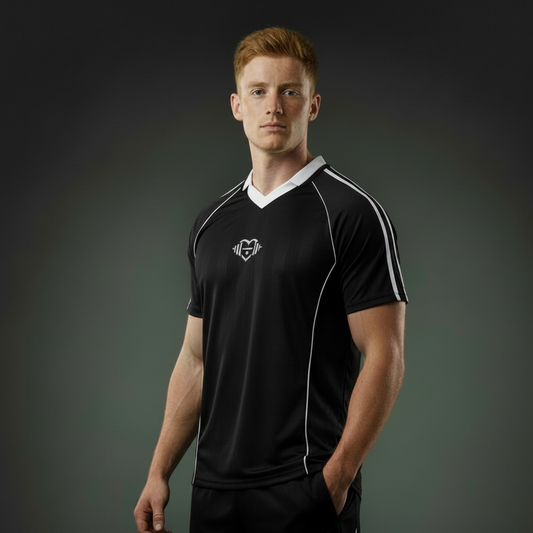 Charcoal Background – Black V-Neck Tee