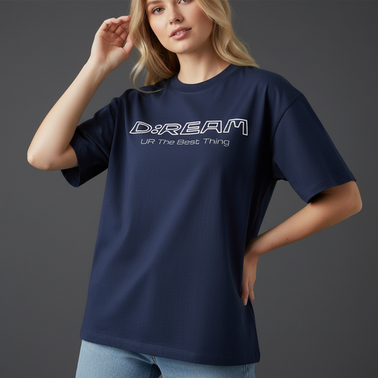 D:REAM Navy Tee – Dark Background Upper Crop