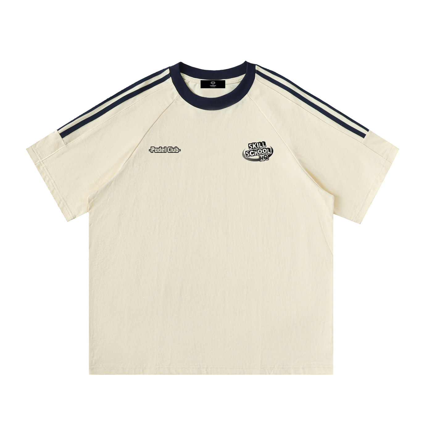 Skill School HQ Padel Club Contrast Tape Crewneck Tee - Mild Apricot