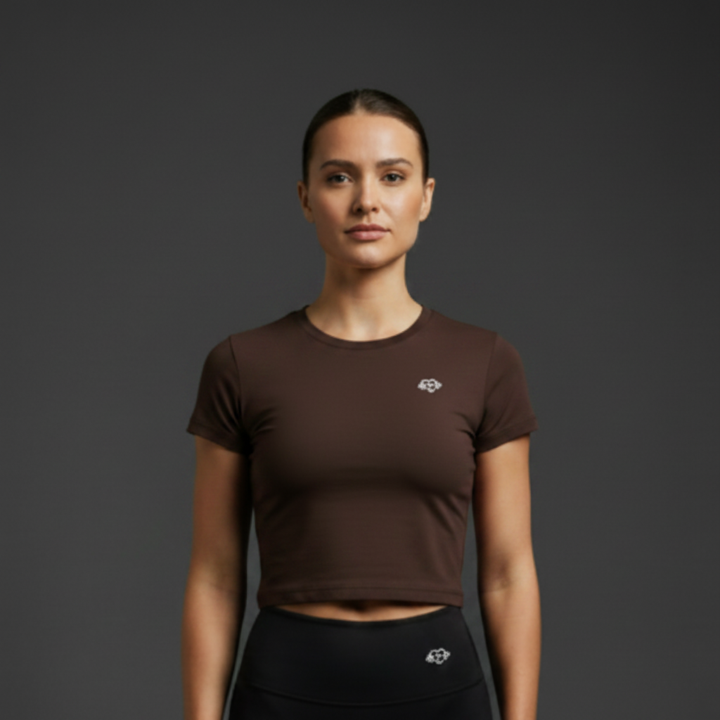 Essential Bodycon Crew Neck T-Shirt – Brown