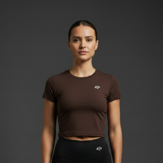 Essential Bodycon Crew Neck T-Shirt – Brown