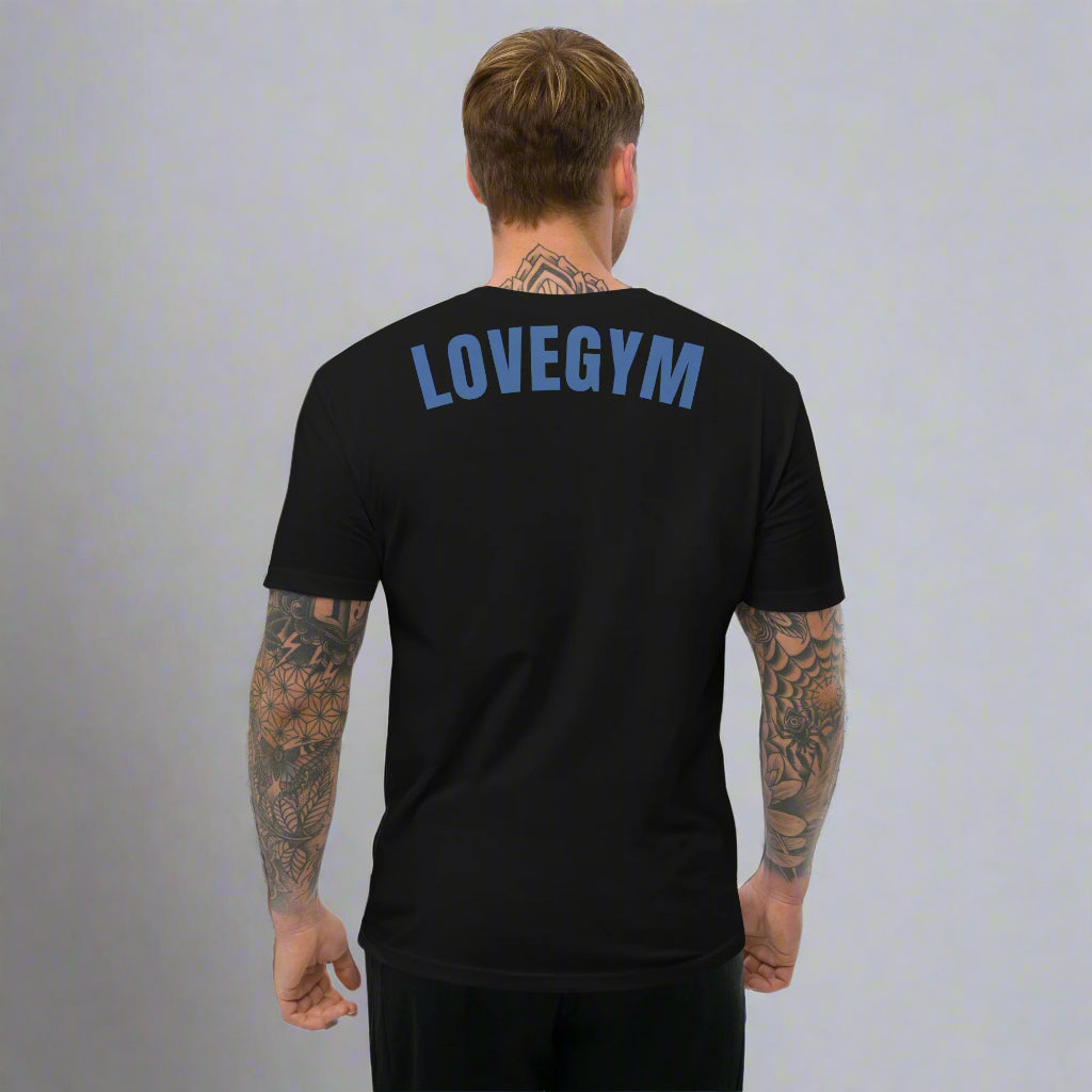 LOVEGYM Unisex Organic Cotton (Blue Graphic) T-Shirt in Black