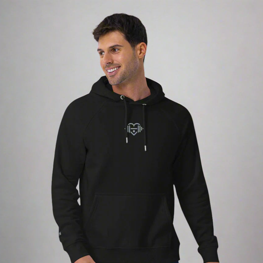 Black LOVEGYM Unisex eco raglan hoodie