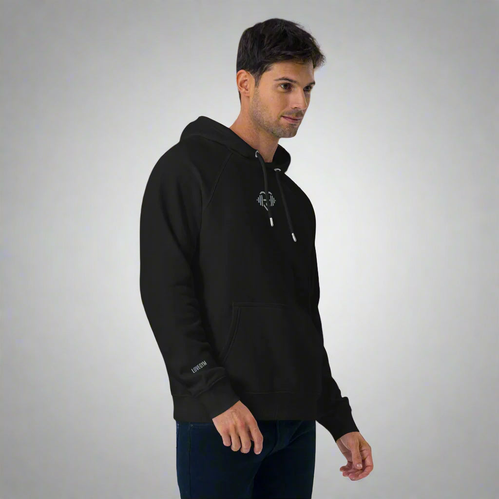 Black LOVEGYM Unisex eco raglan hoodie