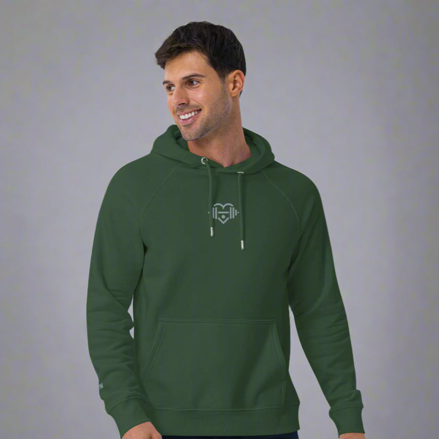 Green LOVEGYM Unisex eco raglan hoodie