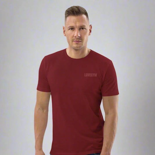 Burgundy LOVEGYM Unisex organic cotton t-shirt