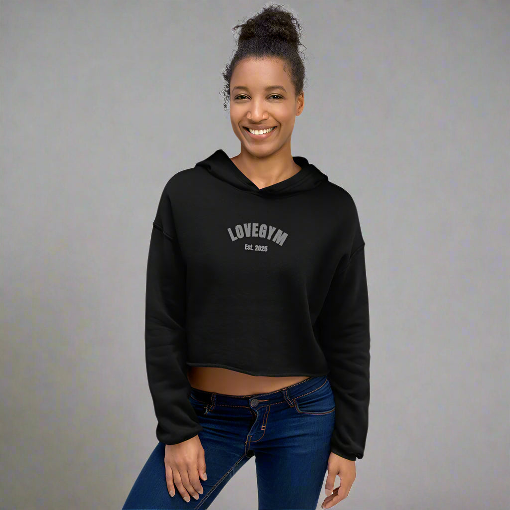 LOVEGYM Cropped Hoodie in Black