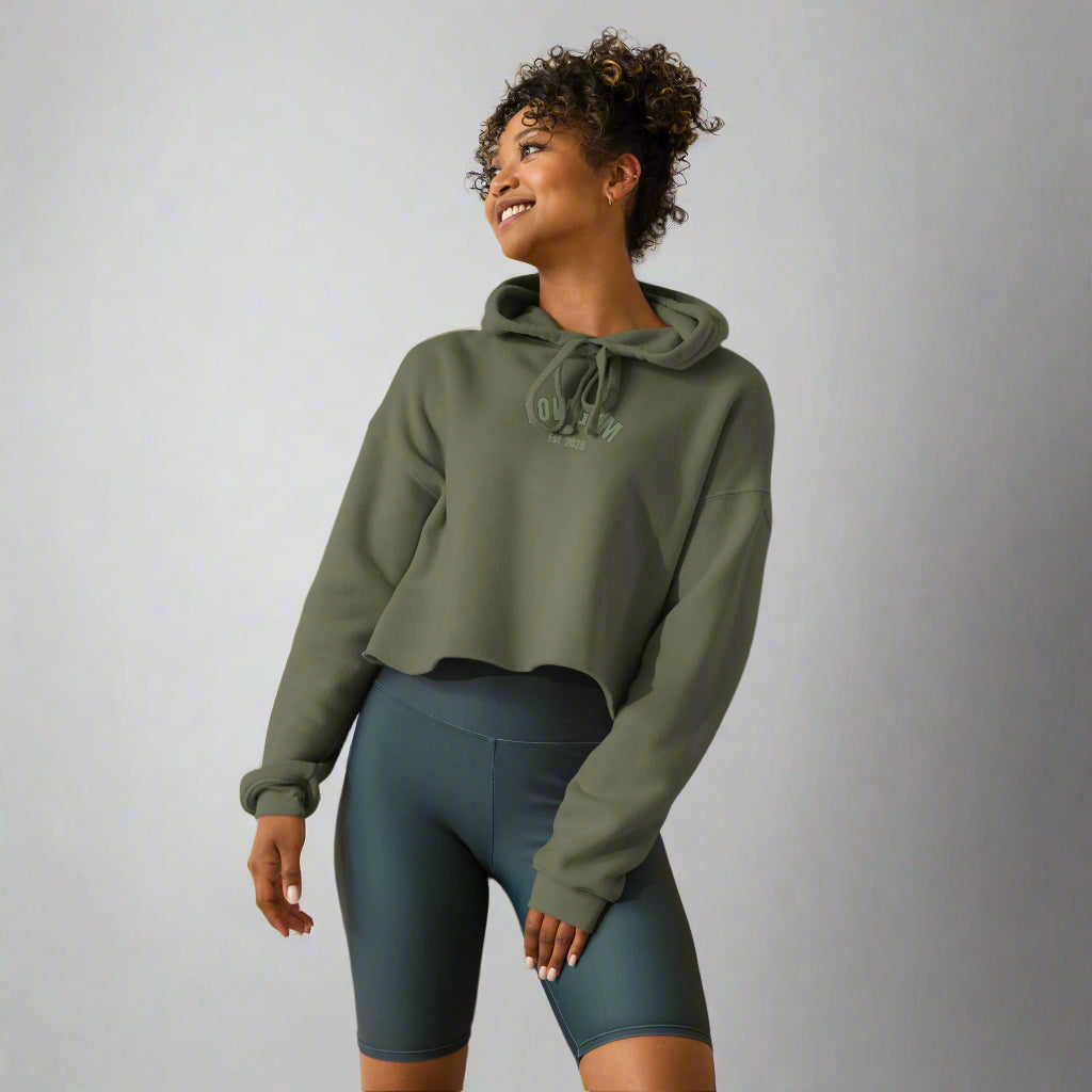 LOVEGYM Cropped Hoodie in Military Green