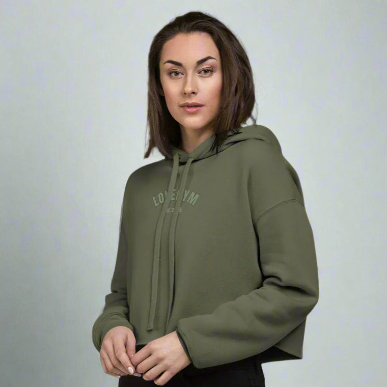 LOVEGYM Cropped Hoodie in Military Green