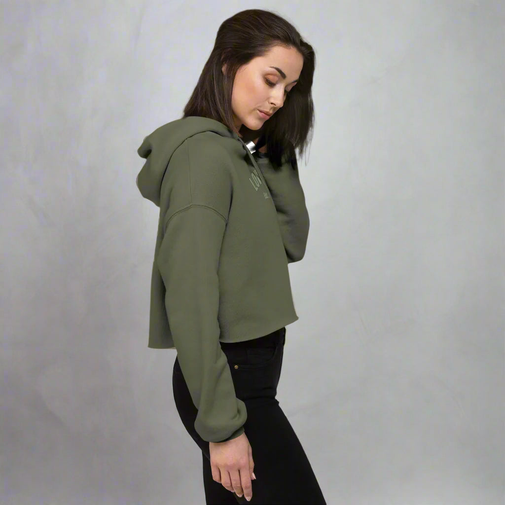 LOVEGYM Cropped Hoodie in Military Green